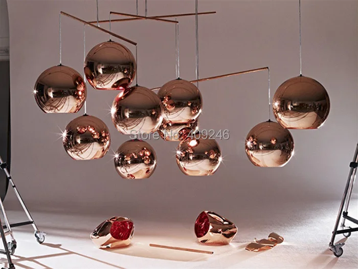Зеркальный стеклянный подвесной светильник в форме шара потолочная лампа с