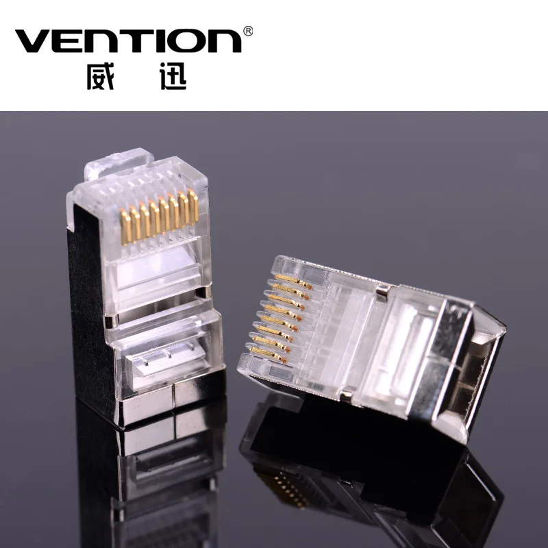 Vention 100 шт./компл. RJ45 коннектор адаптер для кошек 6 FTP металлический защищенный