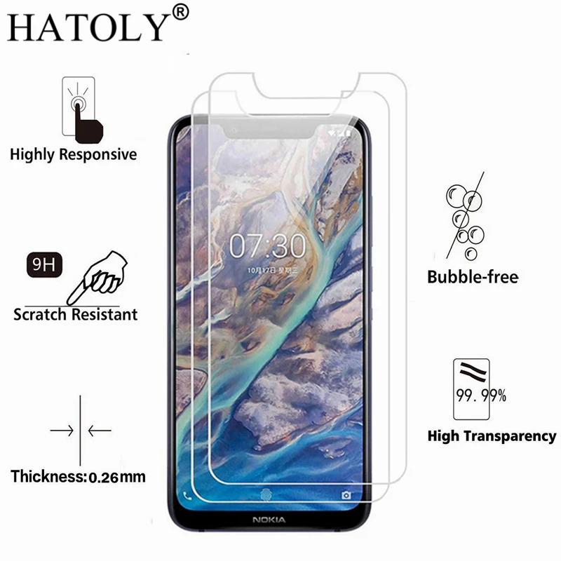 2 шт. закаленное стекло для Nokia 8 1 TA 1119 ультратонкая Защитная пленка X7 2018