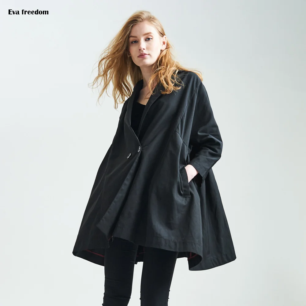 Тренч Женский двубортный черный Европейская мода 2017|brand trench coat|fashion coattrench coat |