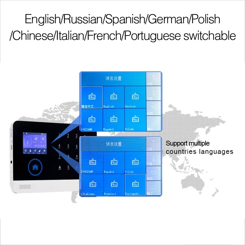Беспроводная домашняя охранная Wi-Fi GSM GPRS Сигнализация приложение пульт дистанционного управления RFID карта Arm Disarm EN RU ES PL DE переключаемый