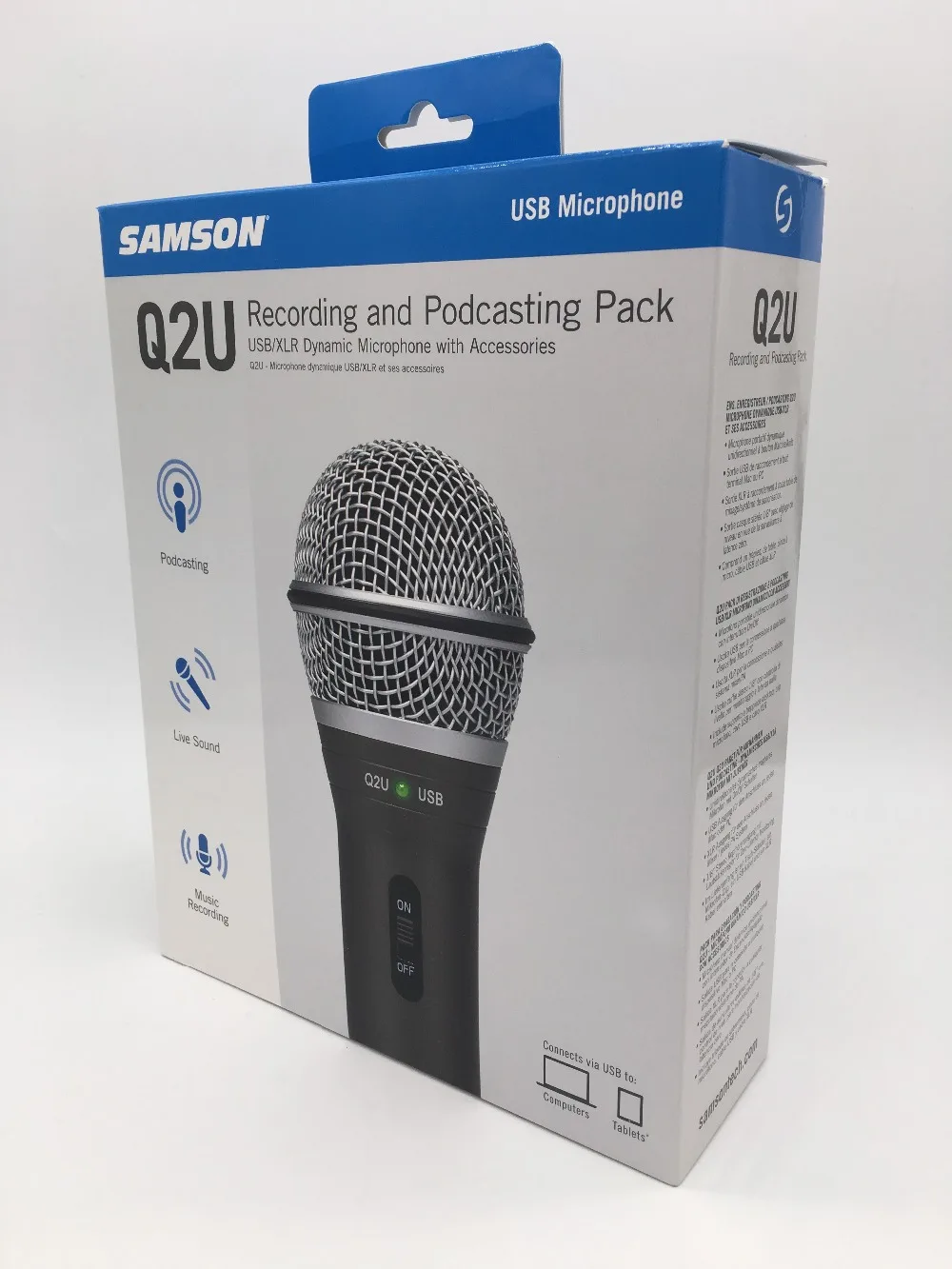 Высококачественный Samson Q2U USB/XLR Портативный динамический микрофон для подкастинга, живого звука и записи музыки
