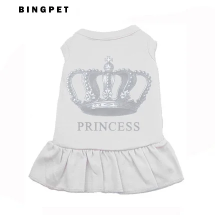 Мягкая ткань Милая принцесса Корона напечатанная хлопок собака юбка с кошкой