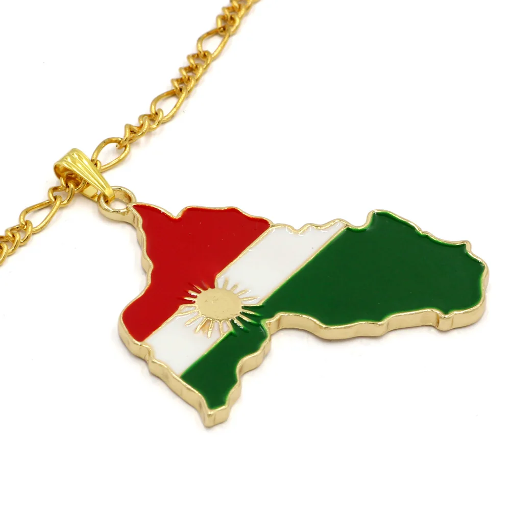 Курдистан золотое ожерелье с подвеской из эмали флаг региона карта Курдская