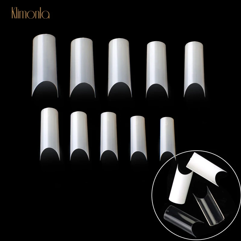 

100 шт./кор. прозрачные натуральные накладные ногти, французский изогнутый дизайн ногтей, искусственные ногти 10 размеров для салонов, маникюр...