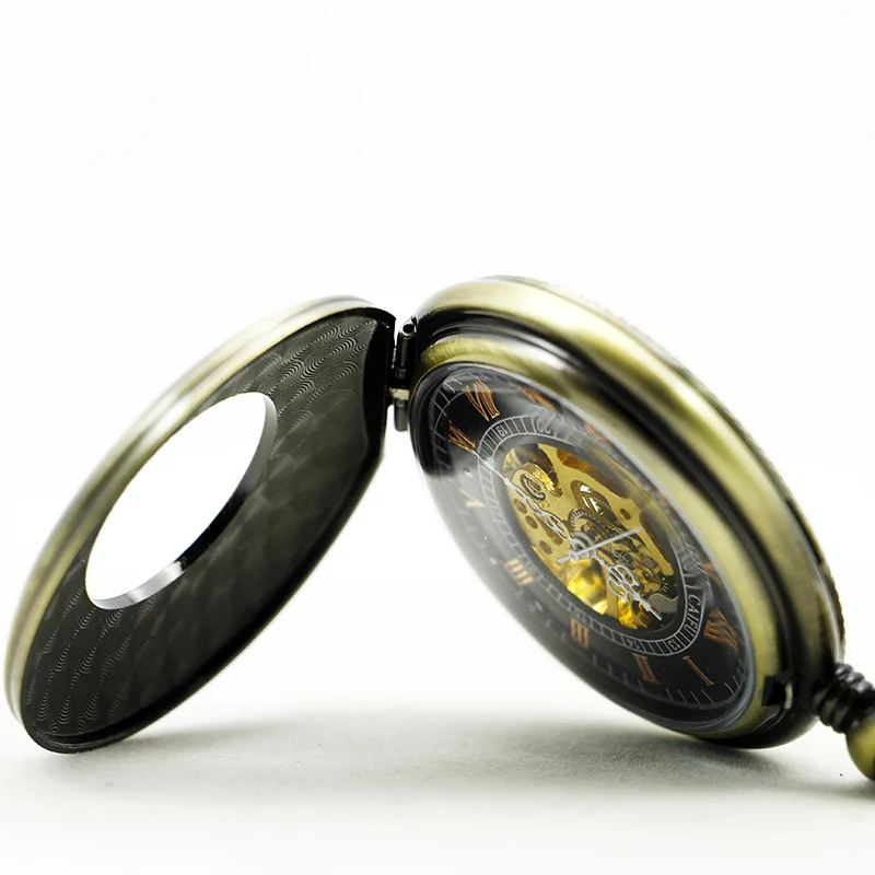 Antique Digital Display Hollow Embossed Mechanical Pocket Watch Vintage Gentleman Style Accessories Pendant Necklace Clock