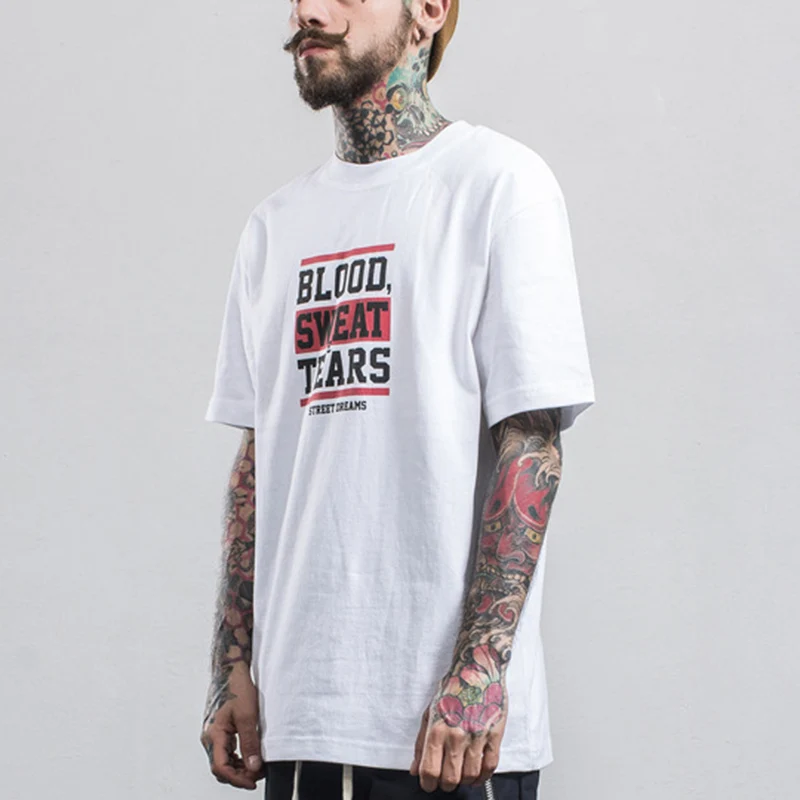 2017 мужские летние с принтом букв футболки хип-хоп Футболка хлопковая Свободная