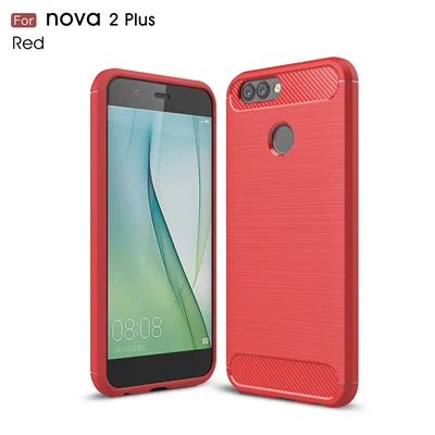 Мягкий чехол для huawei Nova 2 2 Plus, силиконовый мягкий ТПУ матовый чехол из углеродного волокна для Nova 2 Plus Nova Plus, чехол - Цвет: Red