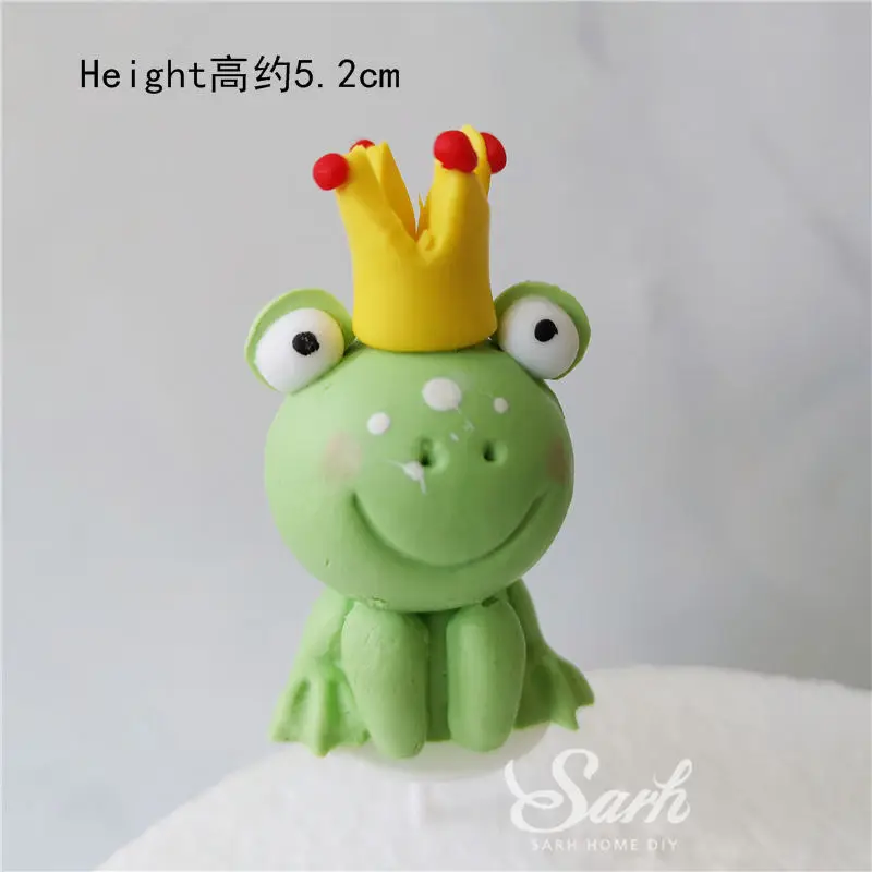 Crown frog prince Украшение в виде жирафа, льва, лисы, обезьяны, торта, топперы для детского дня рождения, вечерние, свадебные, с днем рождения, прекрасные подарки - Цвет: Crown frog prince