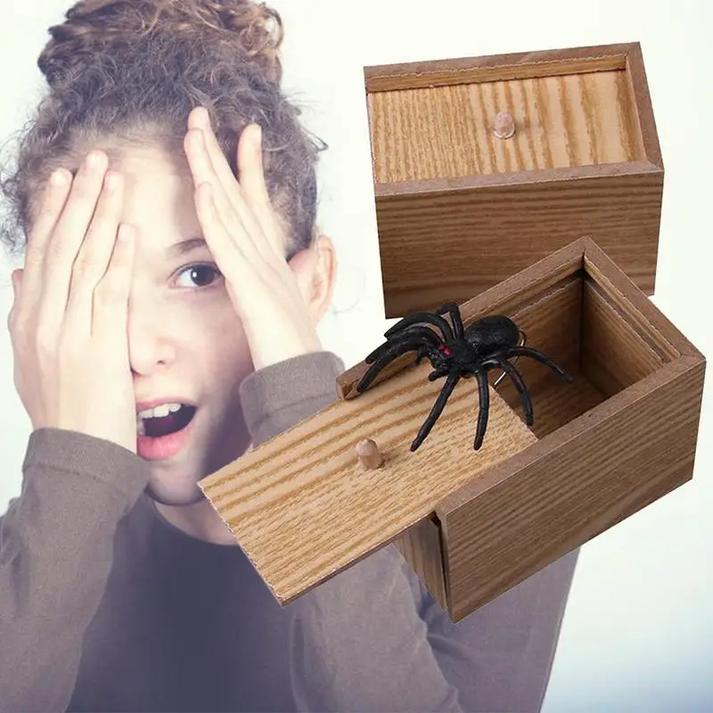 1 шт. розыгрыш паук деревянная пугающая коробка игрушка Реалистичная Сюрприз на