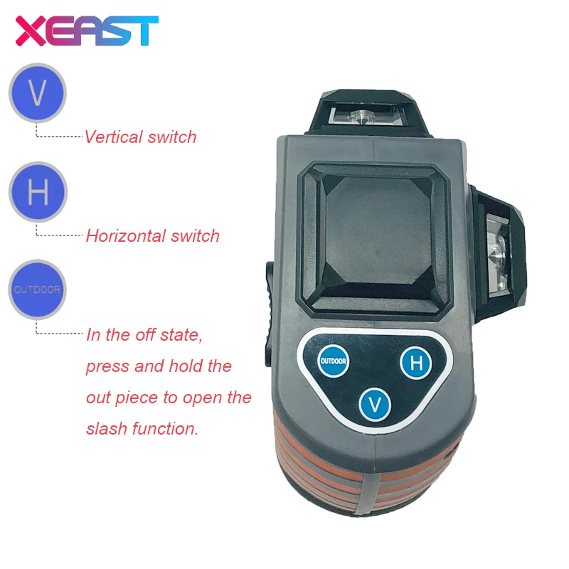 XEAST 12 линий XE 81R литиевый аккумулятор красный лазерный уровень 360 вертикальный и