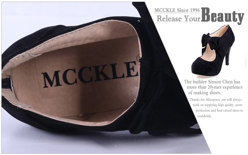 MCCKLE/женские свадебные туфли-лодочки на высоком каблуке, с бантом, на молнии; модные пикантные женские вечерние туфли на шпильке; сезон осень; женская обувь на платформе; большие размеры