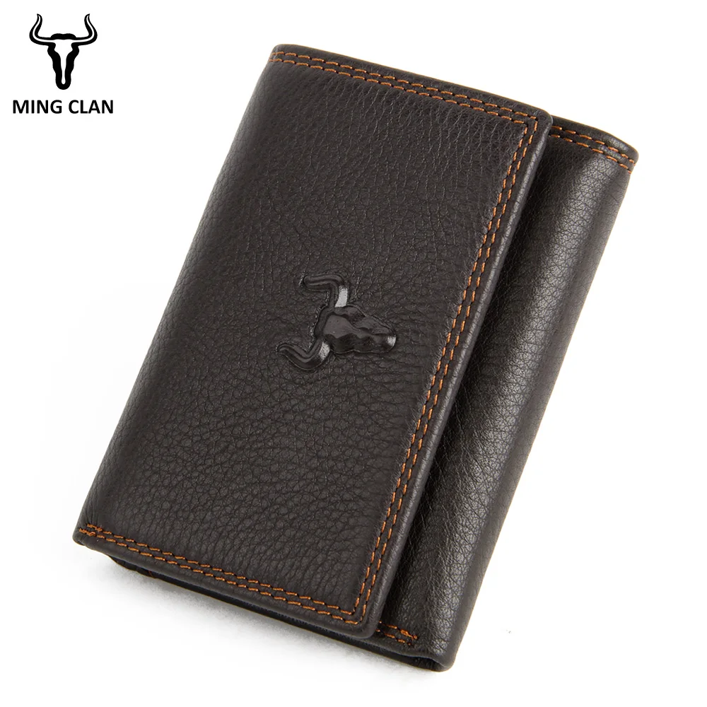 

RFID Wallet Antitheft Scanning Leather Wallet Hasp Leisure Men's Slim Leather Mini Wallet Case Credit Card Trifold Purse