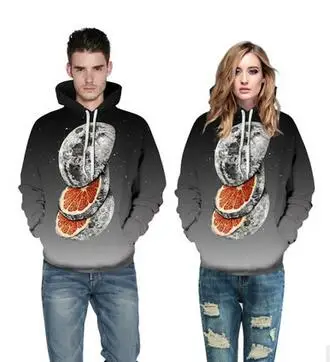 Moon цифровой печати свободные пару Sweatershirt Бег куртка Хэллоуин свитер с