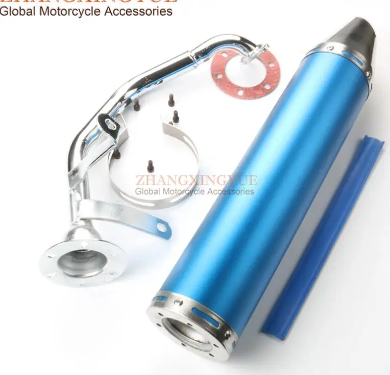 blue assembly Скутер высокое качество выхлопной трубы для GY6 125cc 150cc 152QMI 157QMJ 4 штрихов 4 цвета на выбор - Цвет: blue assembly