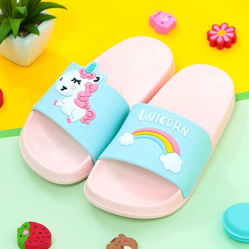 SKY BLUE Детские сандалии; коллекция года; сезон лето; модный тренд; милые детские тапочки с рисунками; нескользящие тапочки для мальчиков и девочек - Цвет: SKY BLUE