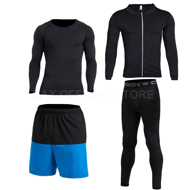 2018 беговые костюмы мужские спортивные компрессионные рубашки 6 шт. Homme Gym Training