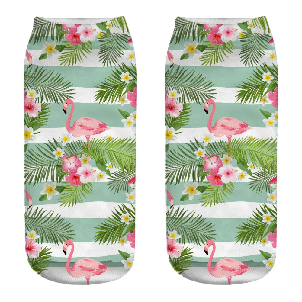 2019 New Funny 3D Flamingo Prints Women Socks Cute Girls Sock Fashion Sox Short Ankle Female Cartoon Lovely Animals | Женская одежда