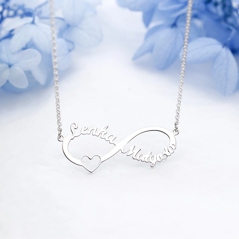 Customized Stainless Steel Infinity Name Necklace Boho Jewelry Personalized Heart Bridesmaid Gifts | Украшения и аксессуары