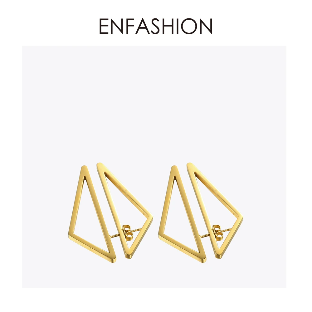 Enfashion треугольные Двухсторонние серьги Золотая Сережка-гвоздик цветные серьги из нержавеющей стали для женщин ювелирные изделия Brincos