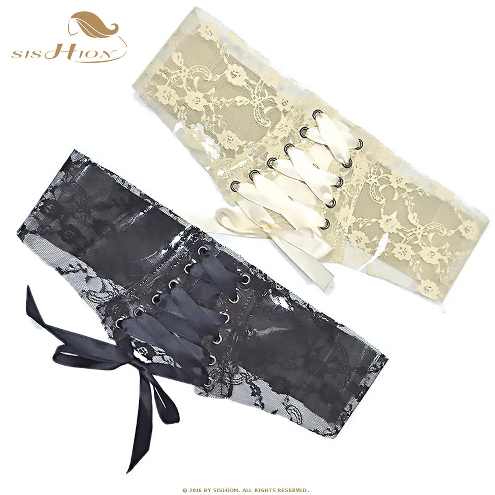 SISHION Модный Корсет Пояс для женщин прозрачный кружевной широкий пояс бант