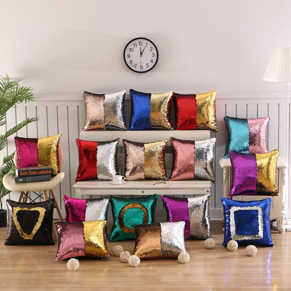 

DIY Sequin Cushion Cover Magical Throw Pillowcase Pillow cover for Sofa Decorative Party Almofada Decotative Cussion Cover Cases