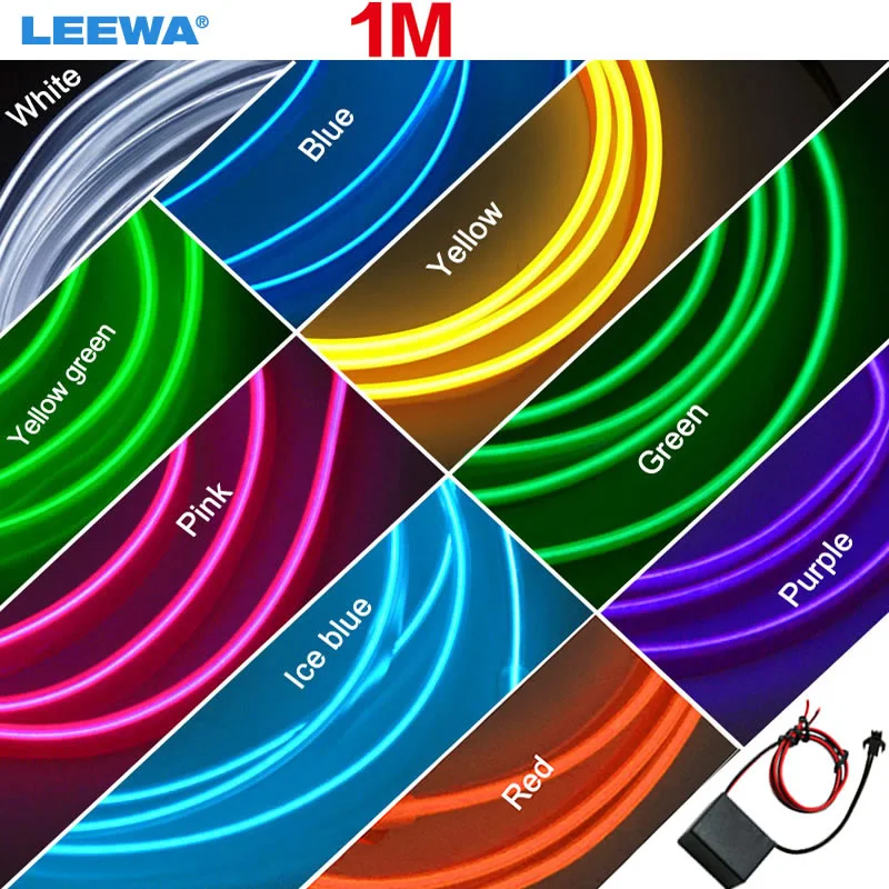 

10PCS 1m Flexible Moulding EL Neon Glow Lighting Rope Strip With Fin For Car Decoration #CA3267