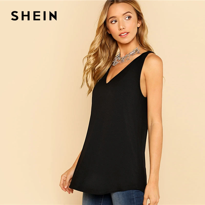 SHEIN Модный Топ С V-образным Вырезом Асимметричный Топ С V-образным Вырезом Женский Повседневный Летний Топ