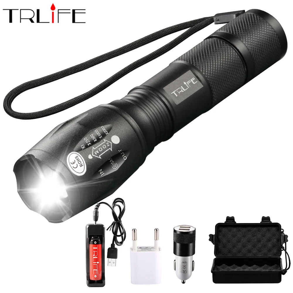 USB Перезаряжаемый светодиодный фонарик тактический фонарь T6 L2 V6 18650 с 5 режимами
