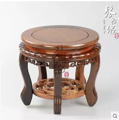 Красная Ваза-подставка из массива дерева с резьбой по дереву аквариум бонсай