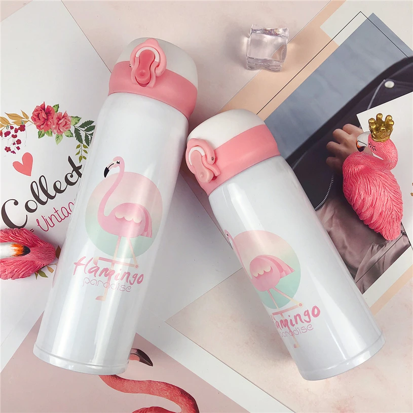 New creative flamingo fashion bouncing thermos cup stainless steel cartoon Insulation cups | Дом и сад