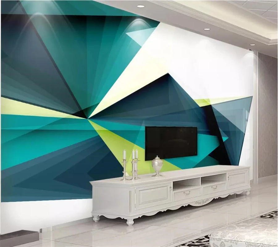 

beibehang Custom wallpaper 3D photo mural stereo abstract geometry blue background wall living room papel de parede 3d wallpaper