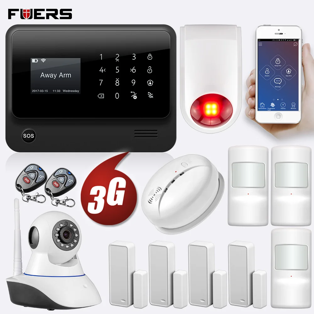 Kit 1 FUERS wifi GSM 3g G90B беспроводная домашняя система охранной сигнализации IOS Android APP контроль домашняя охранная система - Цвет: Kit 1