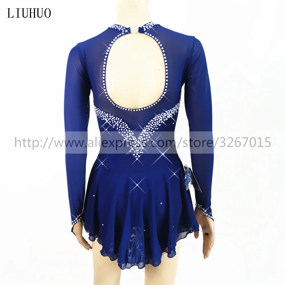 Платье для фигурного катания женское платье на коньках с длинным рукавом темно