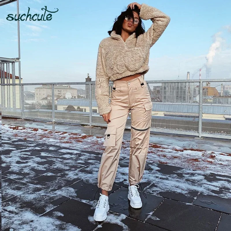 SUCHCUTE, женские штаны с карманами в клетку, лето, женские бриджи, брюки, уличная одежда, корейский стиль, готический стиль, джоггеры, панк, Харадзюку