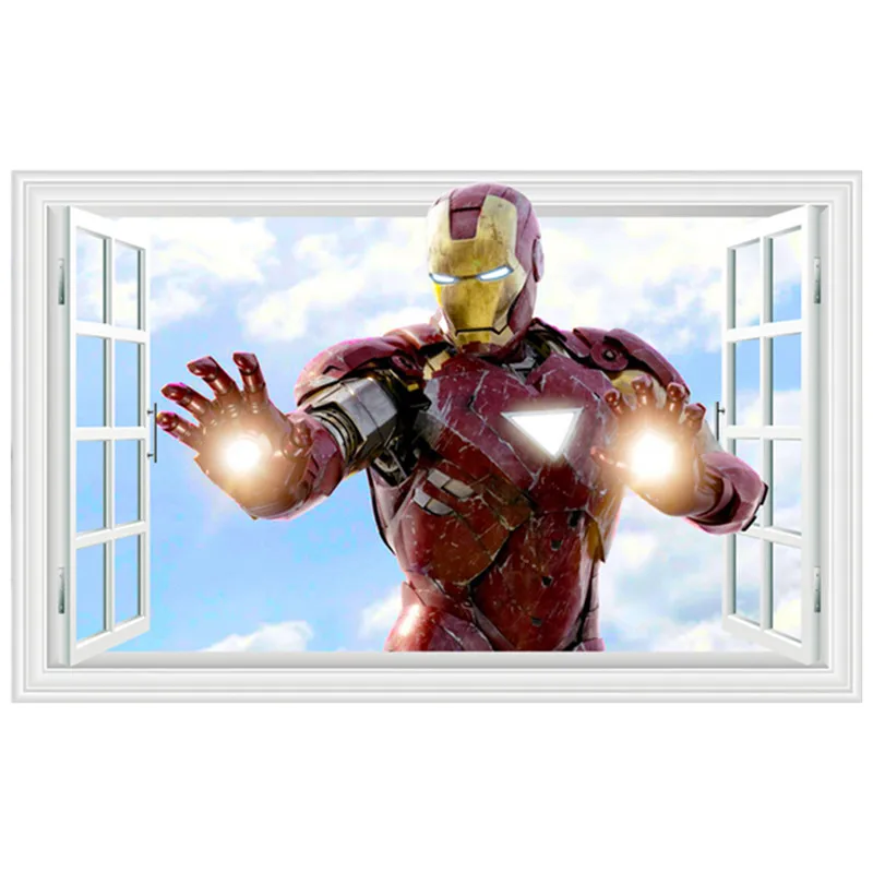 Супер герой плакат marvel с Железным человеком Мстители фильм поддельные 3d окна