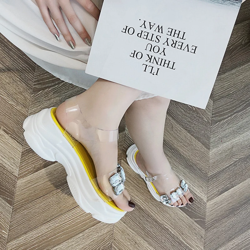 Sandalias mujer 2020 Женские модные летние сандалии высокого качества прозрачные на