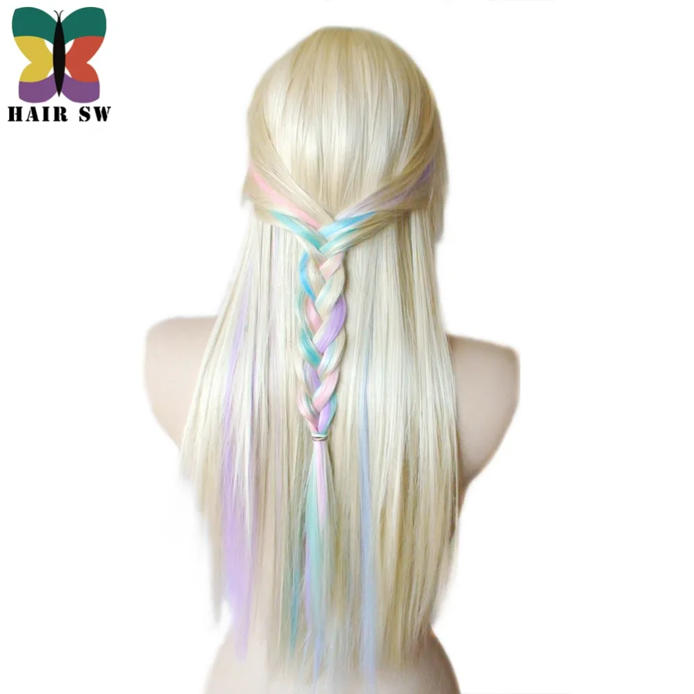 Волосы SW длинные прямые синтетические волосы Фея Принцесса парик красочные