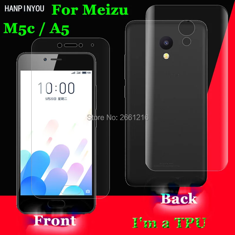 

Взрывозащищенная пленка из мягкого ТПУ для Meizu M5c/A5, 2 шт. = передняя + задняя тонкая полное покрытие краев до краев, защитная пленка из мягкого ...