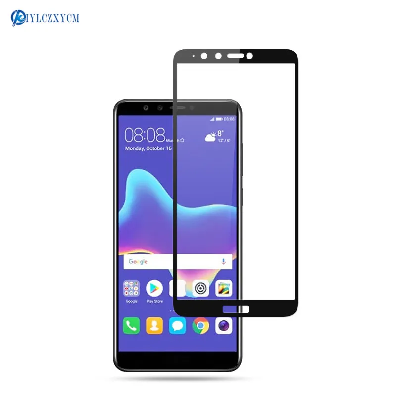 KIYLCZXYCM для huawei Y9 2018 жесткий диск 2.5D 9h Arc край Полный Экран протектор Закаленное