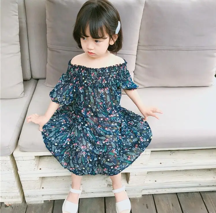 Новинка 2019 года летнее шифоновое платье с принтом для маленьких девочек модные