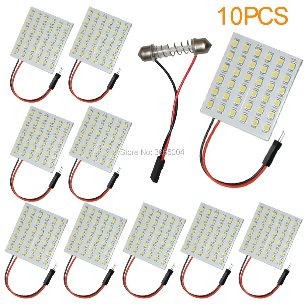 Фото 10 шт. 36 3528 6*6 Smd Led Панель белый T10 Ba9s гирлянда для чтения автомобилей светильник