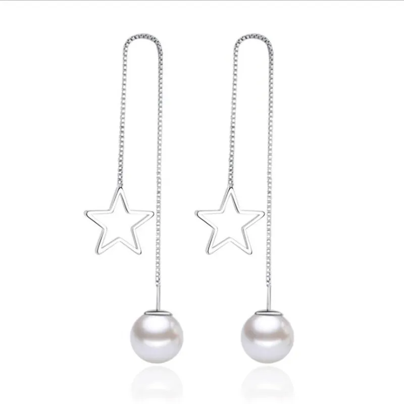 Модные женские длинные серьги LUKENI из серебра 925 пробы модные кисточки с жемчугом