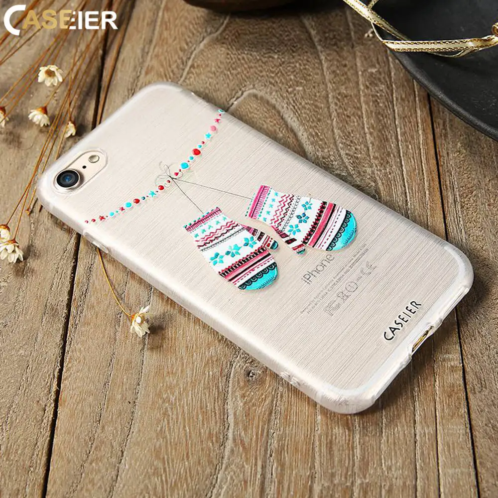 Caseier 2017 зимний чехол для телефона айфон X Новогодние товары 3D Живопись мягкий