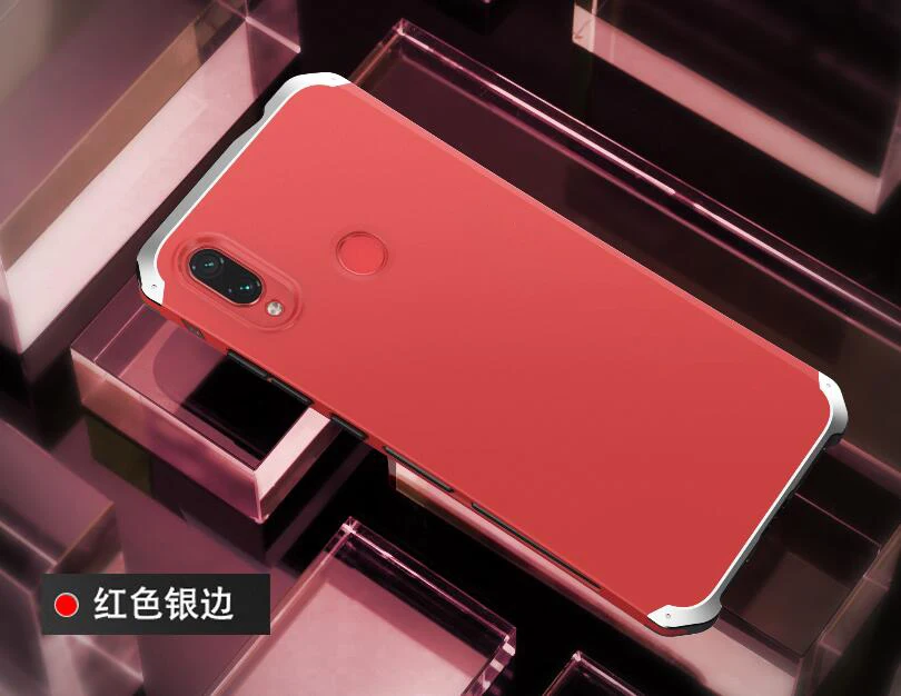 Чехол для Xiaomi Redmi Note 7 Алюминиевый металлический каркас твердый пластиковый чехол на заднюю панель для Xiaomi Redmi Note 7 Fundas Coque Shell - Цвет: Розовый