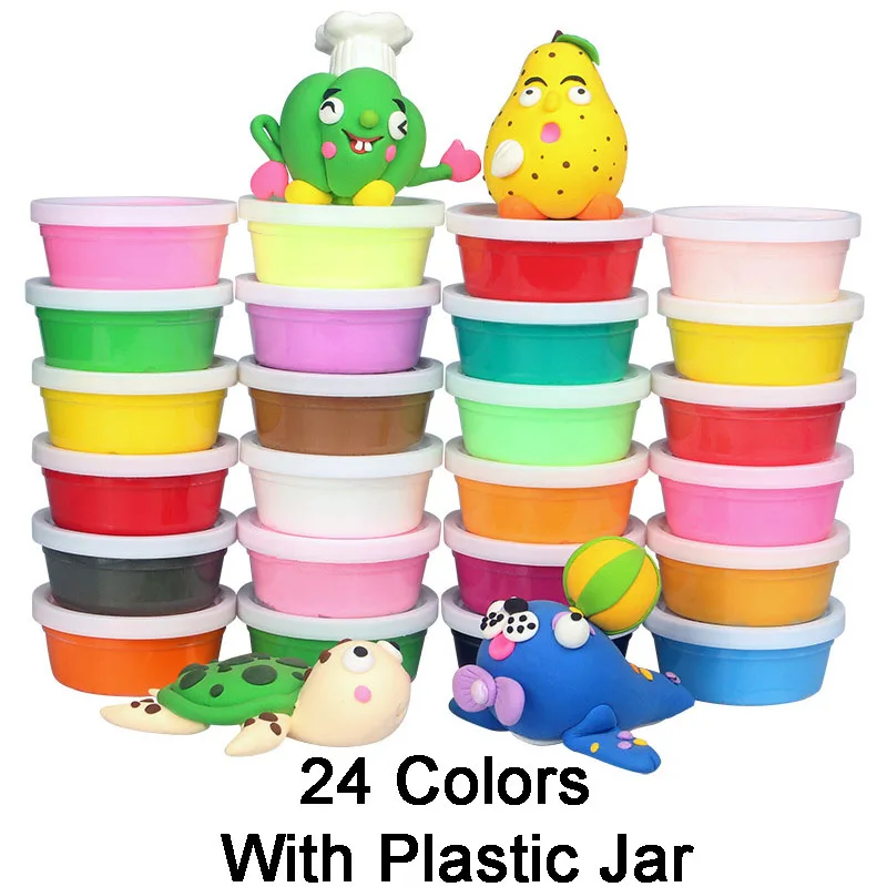 24Pcs Jar Pack 12/24/36 шт./лот слизи Игрушки для маленьких детей безопасный нетоксичный эластичная полимерная Playdough воздушная сушка литья DIY мягкий пластилин из полимерной глины - Цвет: 24Pcs Jar Pack