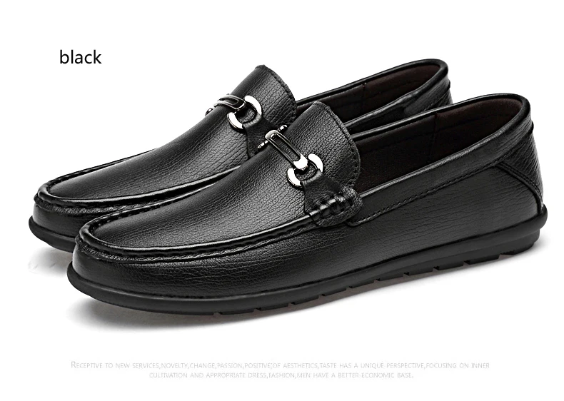 new fashion men's shoes casual genuine leather loafers male brown black slip on shoe man comfortable driving shoes for men