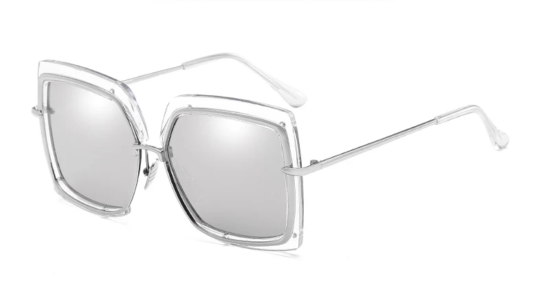 Transparent w silver LEIDISEN, солнцезащитные очки для мужчин, Летний стиль, солнцезащитные очки, квадратные, золотые, для женщин, фирменный дизайн, солнцезащитные очки для мужчин, Oculos De Sol Masculino - Цвет линз: Transparent w silver