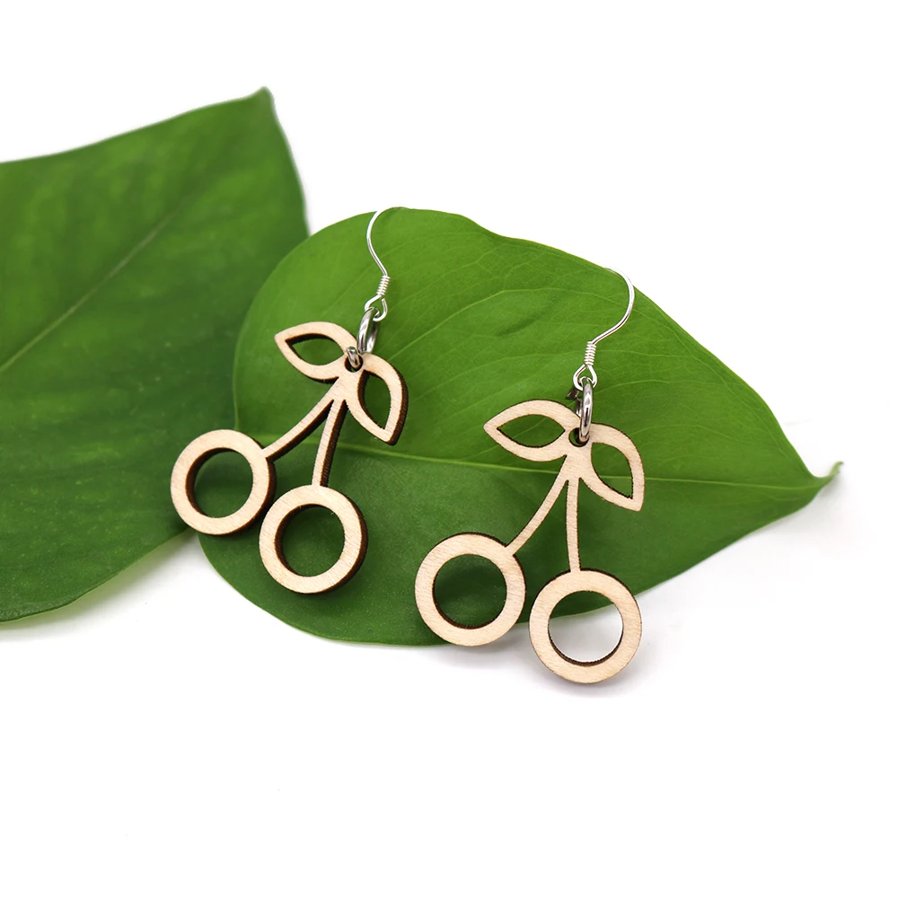 DIY пустое дерево Лазерная резка металла серьги вспомогательные натуральное