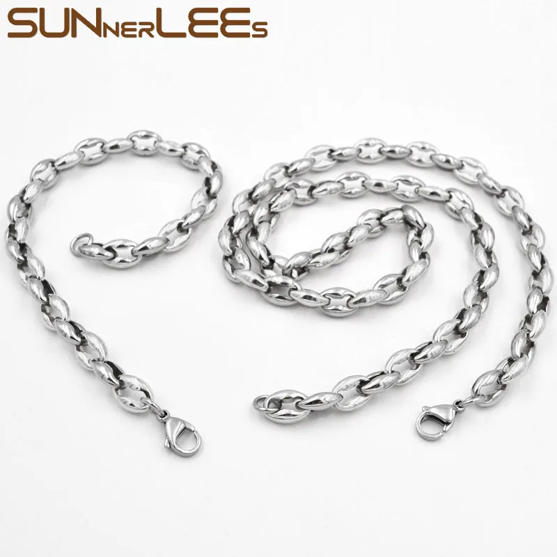 SUNNERLEES модные ювелирные изделия 8 мм для мужчин и женщин цепочка из звеньев
